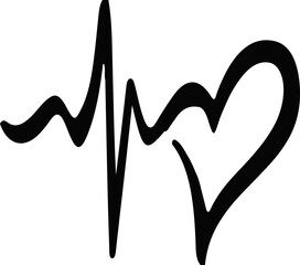 Black Heartbeat Line Vector Graphic
