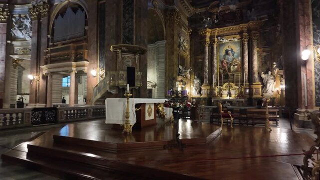 High Altar of San Carlo al Corso with Carlo Maratta Painting, Rome, Slow Motion
