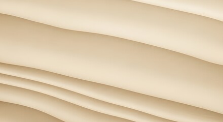Obraz premium Soft beige layered paper-like waves forming a minimalist abstract background across the frame with smooth gradients, subtle shadows and flowing horizontal bands for design projects