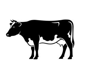 Fototapeta premium A black and white illustration of a cow standing alone