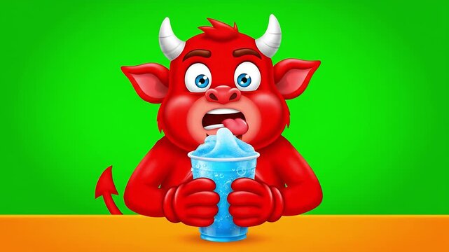 Muscular red devil mascot character holding a steaming bowl of authentic Japanese ramen noodle soup with egg and meat vector illustration on black background