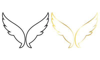 Black and Gold Angel Wings Logo Design. Minimal vector illustration showing black and gold angel wings, suitable for branding, luxury logos, spiritual themes, and modern graphic design use.

