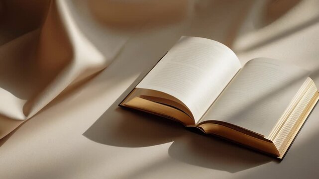 Islamic holy scripture inspired visual, closed book with subtle gold detailing, neutral tones, soft shadows, minimalist composition, calm spiritual mood, clean commercial editorial photography style