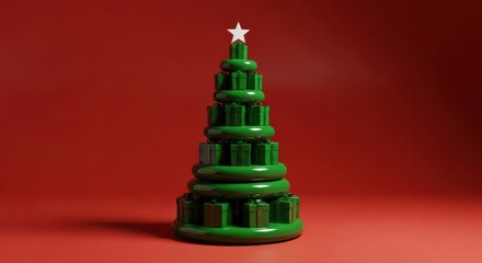 Green ceramic christmas tree with white star on top