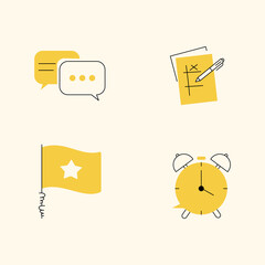 vector illustration of a set of icons for business