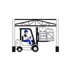 forklift truck with a box