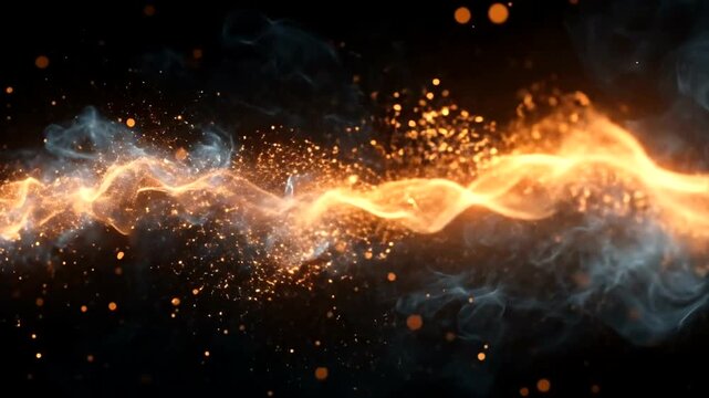 Vibrant abstract wave of light and particles in motion