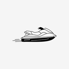 Playful hand drawn line art Jet ski water scooter Vector illustration