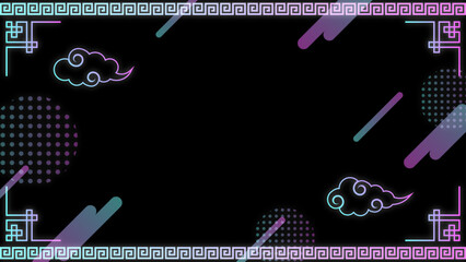 中華・チャイナ風　かわいいポップな背景　16:9