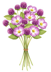 Fototapeta premium Colorful Bouquet of Purple and Pink Flowers Tied with String