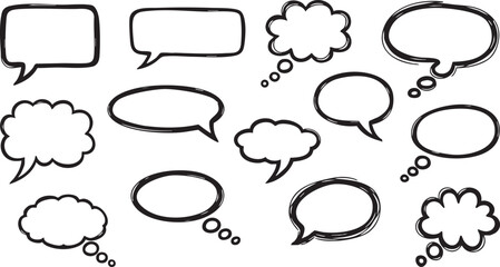 Fototapeta premium Hand-Drawn Speech and Thought Bubbles Collection