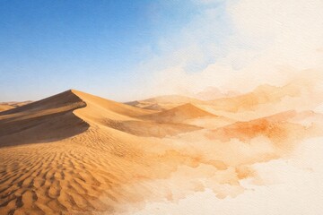 Desert Landscape Dissolving into Watercolor Art