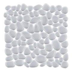 Seamless pattern with white stones creating a natural textured background. Realistic stone arrangement suitable for modern design, decoration, wallpaper, print and surface concepts.