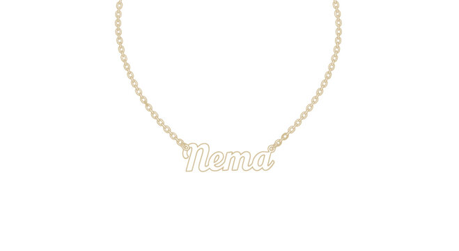 Gold name necklace with the name Nema
