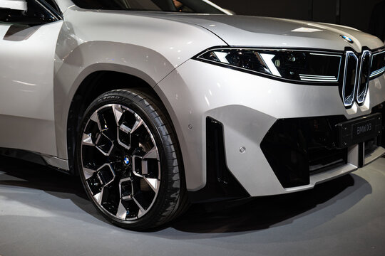 Zurich Auto Show, Switzerland, October 31, 2025. New 2026 NA5 BMW iX3 battery electric compact crossover SUV displayed at the Zurich Auto Show