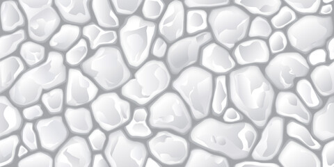 Vector illustration of seamless pattern with white stones creating natural texture background for design and decoration concepts
