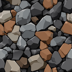 Seamless pattern with realistic stones. Natural textured background. Detailed stone surface illustration for modern design, decoration, wallpaper, fabric, textile and interior or exterior concepts.
