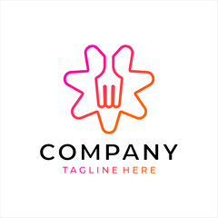 Obraz premium A logo combining a fork and a star. This logo is perfect for a food business.