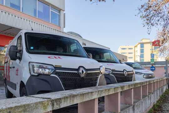 Ctt delivery vans parked outside post office in lisbon