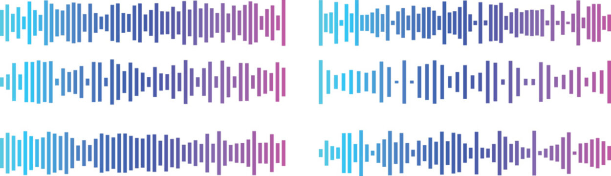 Colorful audio waveform background abstract sound bars Music equalizer waveform gradient blue to pink background