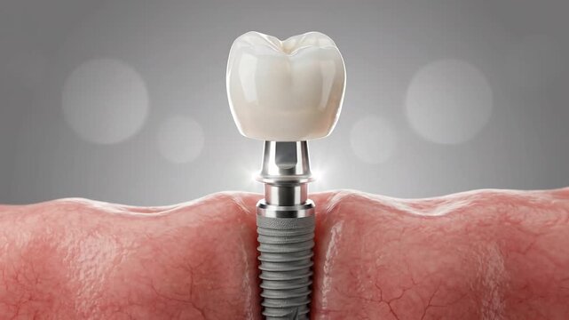 Dental Implant Process Animation: Installation and Tooth Placement