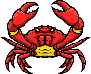 Fototapeta premium Fierce Red Crab Mascot with Raised Claws