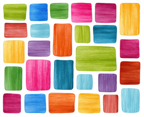 Fototapeta premium Colorful Watercolor Rectangles On White Background Abstract Illustration For Graphic Design And Creative Projects Isolated Studio Shot
