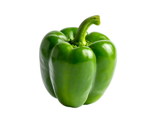 A vibrant, ripe green bell pepper isolated on a black background