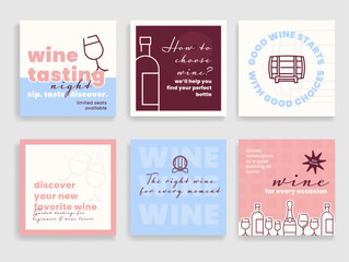 Obraz premium A social media post template inviting everyone to a wine tasting and discover new flavors and wines for any occasion at the winery.