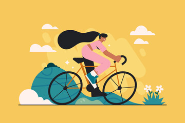 Women active lifestyle exercise composition flat illustration