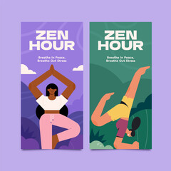 Women fitness vertical banner in flat illustration