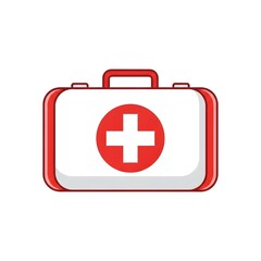 Obraz premium A red and white first aid kit with a cross symbol