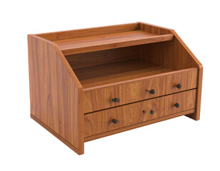 Mid-century modern wooden desk organizer with two drawers and shelf