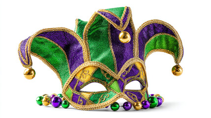 A banner for the Mardi Gras carnival. Carnival colored hat.