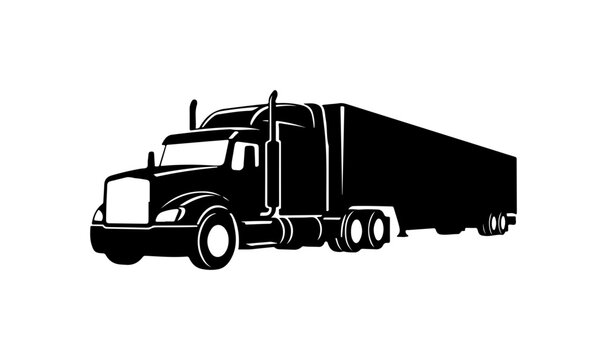 Black Silhouette of a Semi-Truck