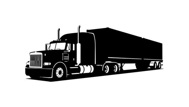 Black Silhouette of a Semi-Truck