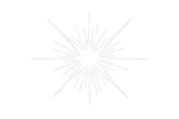 Obraz premium Bright light flare burst effect with white glowing rays simulating sun or star explosion on transparent background