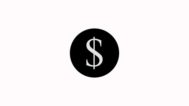 dolar logo icon loopout animation on a white background,with 4k animation.