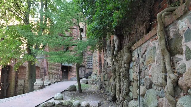 Western Terrace in Malbork teutonic order castle in Poland. The biggest brick castle in the world.