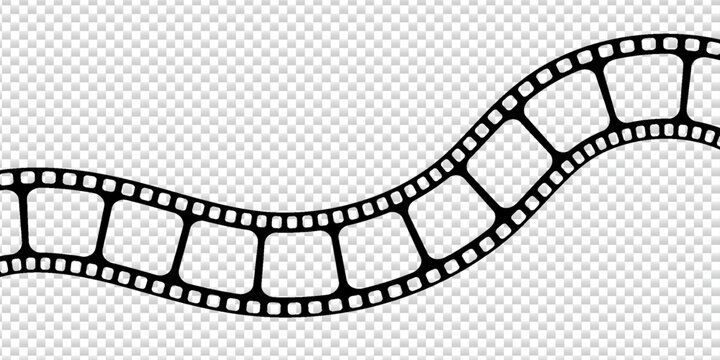 Film strip background with retro photo and cinema frames. Movie reel or video strip roll design. Vector illustration for media, film, and photography projects.eps10