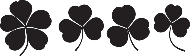 clover leaf silhouettes vector set
