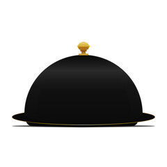 Fototapeta premium Elegant Black Cloche Food Cover Tray with Golden Handle