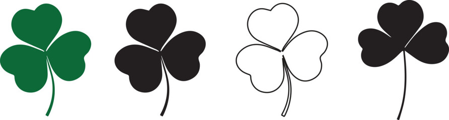  clover leaf silhouettes vector set
