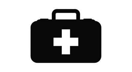 Obraz premium Black medical case with a white cross simple graphic silhouette