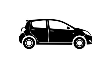 Fototapeta premium Black Vector Silhouette of a Compact Car