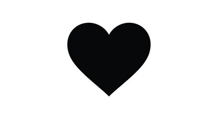 Simple black heart shape against a white background silhouette