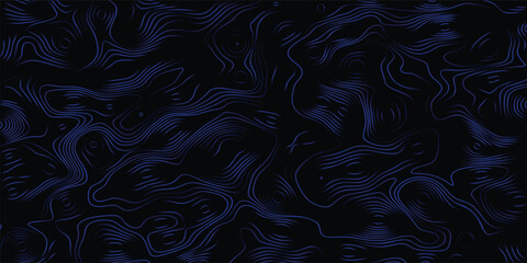 Abstract topographic line pattern  blue contour lines on black background  minimal futuristic design