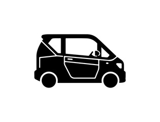 Black Vector Silhouette of a Compact Car