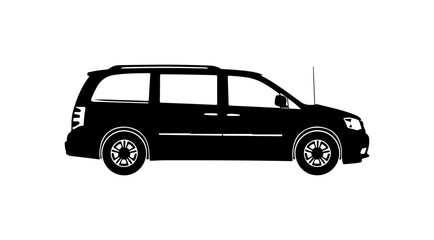 Black Vector Silhouette of a Minivan