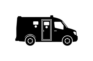 Black Vector Silhouette of a Van